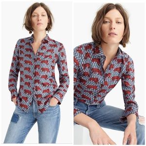 J.CREW COLLECTION SILK ROAMING TIGER PRINT SHIRT